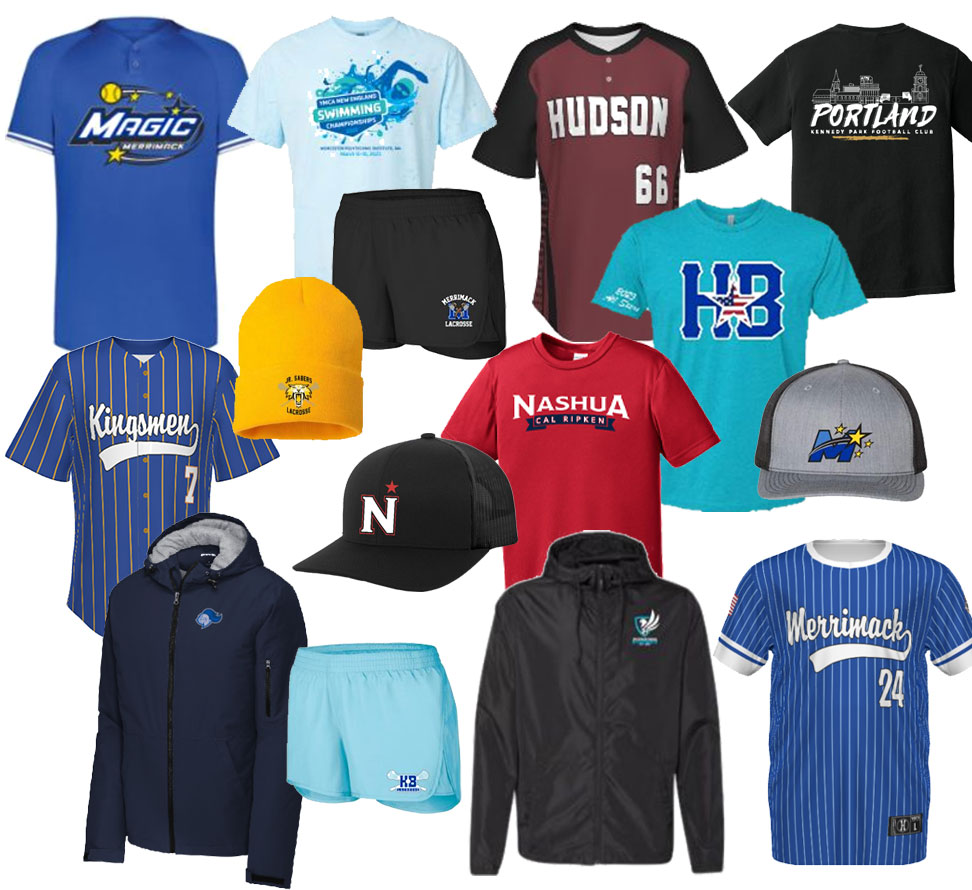 Custom screen printed and embroidered uniforms, team wear, and spirit wear.